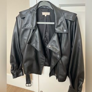 Meshki PU leather oversized jacket - black - xs